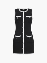Load image into Gallery viewer, Multi Pocket Button Sleeveless Short Sweater Dress