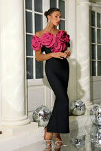 Load image into Gallery viewer, aikergood Anna&#39;s Strapless Flower Adorned Midi Dress