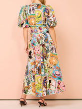 Lataa kuva Galleria-katseluun, Casual Graffiti Evergreen Printing Midi Dress