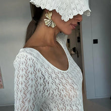 Load image into Gallery viewer, aikergoodPure Crochet Flare Sleeve Maxi Dress