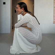 Load image into Gallery viewer, aikergoodPure Crochet Flare Sleeve Maxi Dress