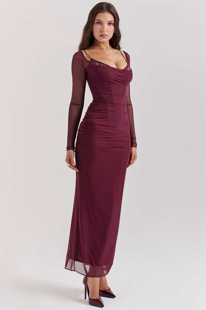 aikergood Rouge Off the Shoulder Maxi Dress