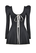 Carica l&#39;immagine nel visualizzatore di Gallery, aikergoodAna?s Black and Cream Pleated Mini Dress
