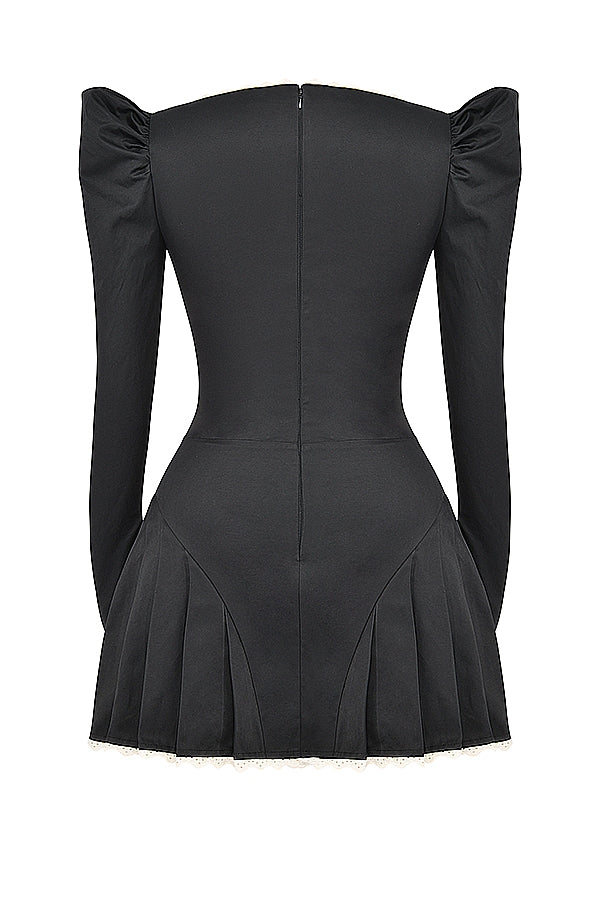 aikergoodAna?s Black and Cream Pleated Mini Dress