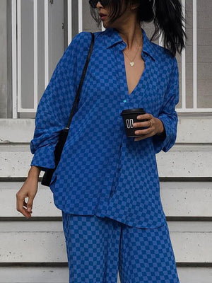 Exquisite Satin Check Loose Shirt
