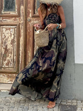 Görseli Galeri görüntüleyiciye yükleyin, Fashionable Strapless Camouflage Print Maxi Dress