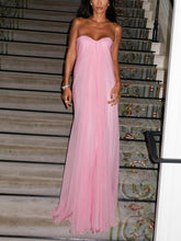 Load image into Gallery viewer, Elegant Strapless A-Line Pleated Maxi Dress