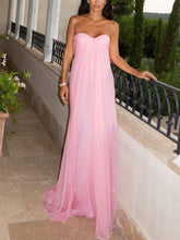 Load image into Gallery viewer, Elegant Strapless A-Line Pleated Maxi Dress