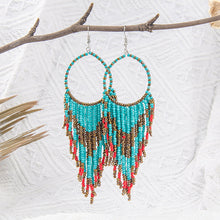 Indlæs billede til gallerivisning Boho Ethnic Long Tassel Beaded Earrings