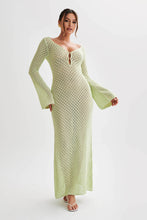 Load image into Gallery viewer, aikergood Augusta Crochet Fishtail Flare Sleeve Maxi Dress