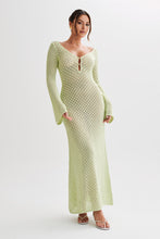 Load image into Gallery viewer, aikergood Augusta Crochet Fishtail Flare Sleeve Maxi Dress