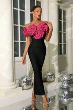 Load image into Gallery viewer, aikergood Anna&#39;s Strapless Flower Adorned Midi Dress