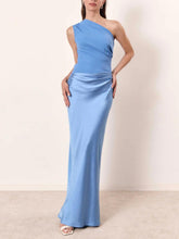 Load image into Gallery viewer, One Shoulder Neck Pleated Party Maxi Dress