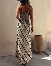 Laden Sie das Bild in den Galerie-Viewer, Exclusive Melody Satin Ethnic Print Smocked Back Midi Dress