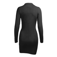 Laden Sie das Bild in den Galerie-Viewer, aikergoodOph¨¦lie Ribbed Plunging V Long Sleeve Mini Dress