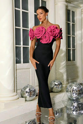 aikergood Anna's Strapless Flower Adorned Midi Dress