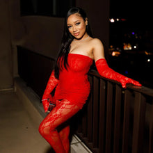Load image into Gallery viewer, aikergood Hotlanta Nights Sheer Three Piece Lace Set With Gloves