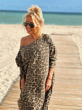 Load image into Gallery viewer, Camel Leopard Oversize Long Sleeve Dress