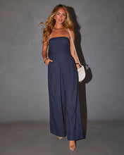 Load image into Gallery viewer, Blue Tube Top Jumpsuit