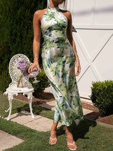 Carica l&#39;immagine nel visualizzatore di Gallery, Floral Print Halter Backless Flowy Vacation Maxi Dresses