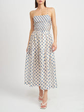 Load image into Gallery viewer, Blue Spot Tie-Strap Halter Dress