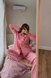 Pink Plaid Loose Pajamas Set