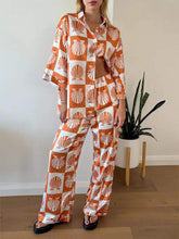 Load image into Gallery viewer, Special Satin Shell Print Wide Leg Pants-Set