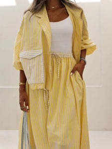 Yellow striped casual set