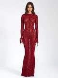aikergoodImprim¨¦ L¨¦opard Bordeaux Bodycon Maxi Dress