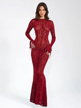 Load image into Gallery viewer, aikergoodImprim¨¦ L¨¦opard Bordeaux Bodycon Maxi Dress