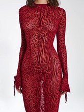 Load image into Gallery viewer, aikergoodImprim¨¦ L¨¦opard Bordeaux Bodycon Maxi Dress