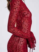 Load image into Gallery viewer, aikergoodImprim¨¦ L¨¦opard Bordeaux Bodycon Maxi Dress