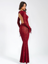 Load image into Gallery viewer, aikergoodImprim¨¦ L¨¦opard Bordeaux Bodycon Maxi Dress