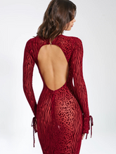 Load image into Gallery viewer, aikergoodImprim¨¦ L¨¦opard Bordeaux Bodycon Maxi Dress