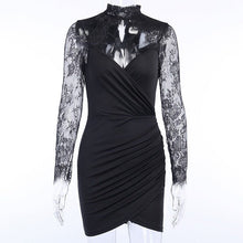 Load image into Gallery viewer, aikergood Janele Lace Long Sleeve Ruched Mini Dress