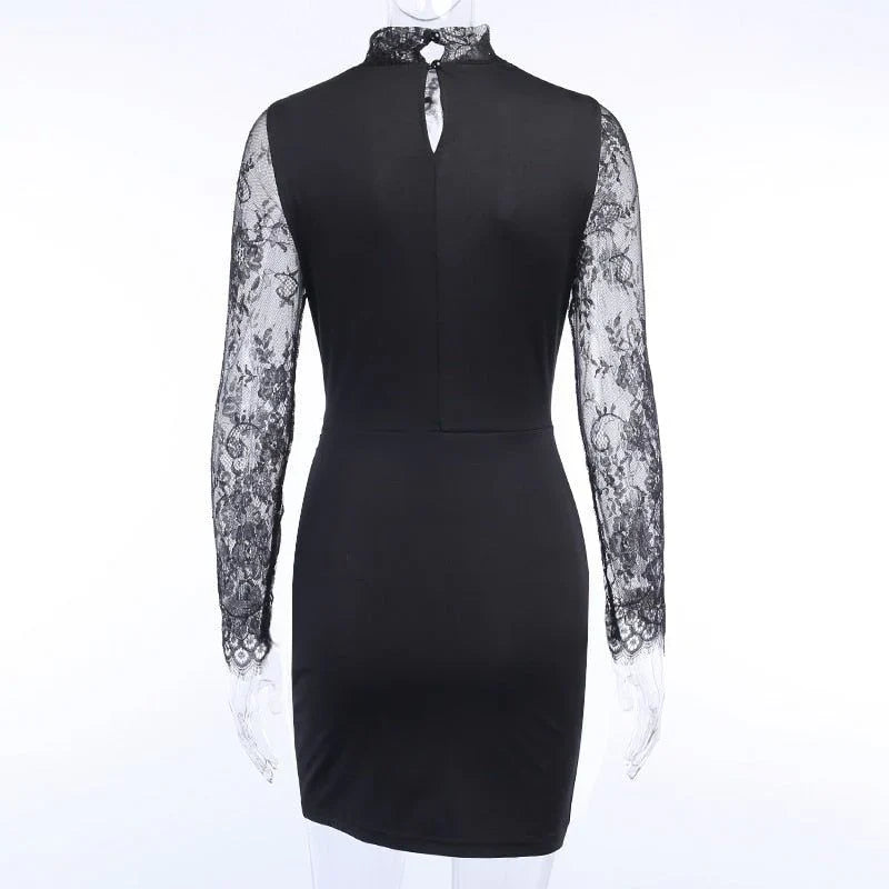 aikergood Janele Lace Long Sleeve Ruched Mini Dress