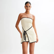 Load image into Gallery viewer, aikergood Simply Elegant Strapless Ivory Knit Mini Dress