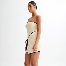 Load image into Gallery viewer, aikergood Simply Elegant Strapless Ivory Knit Mini Dress