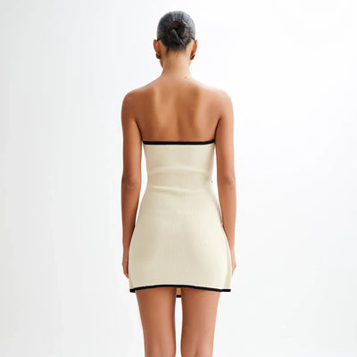 aikergood Simply Elegant Strapless Ivory Knit Mini Dress