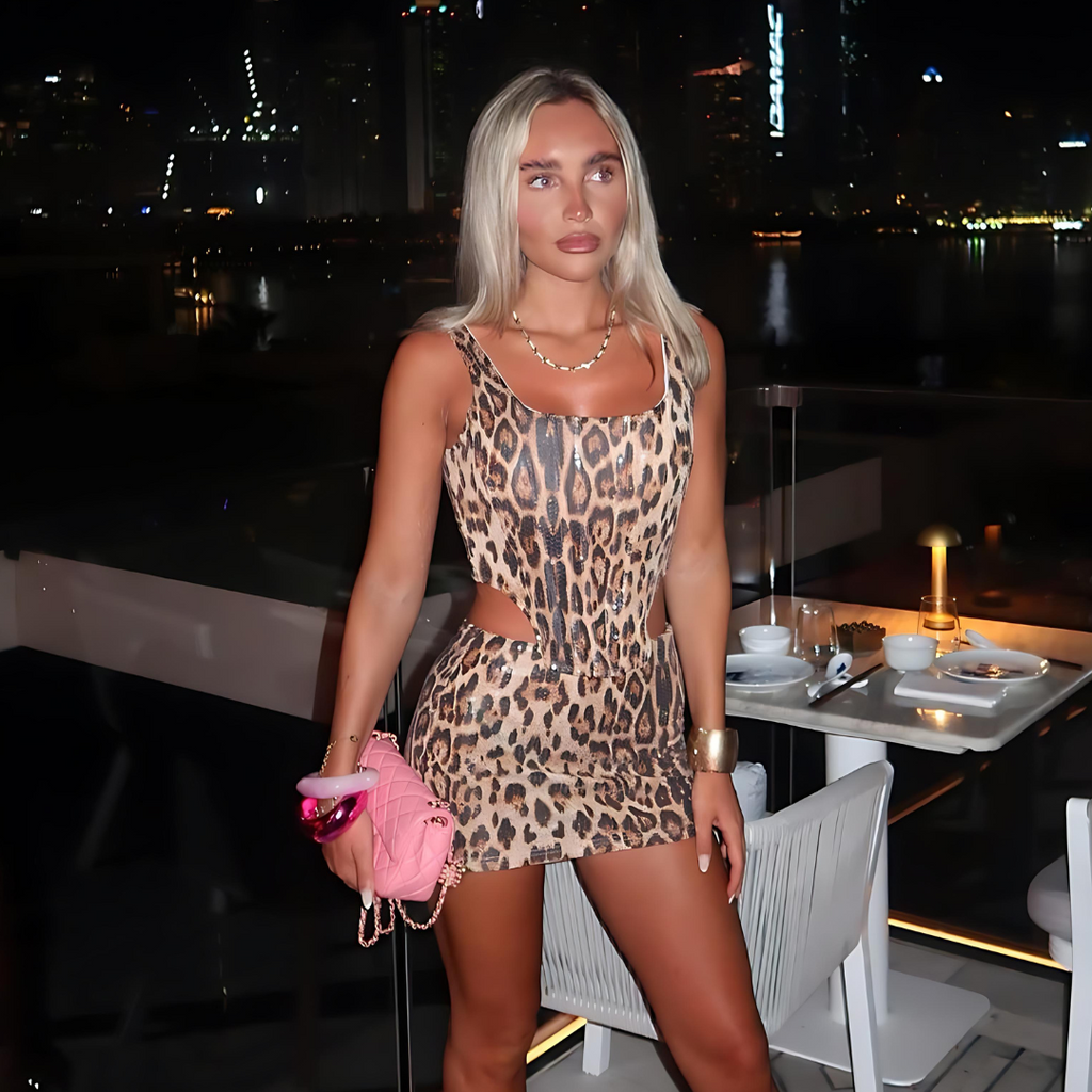 aikergood Brigitte Two Piece Leopard Mini Skirt