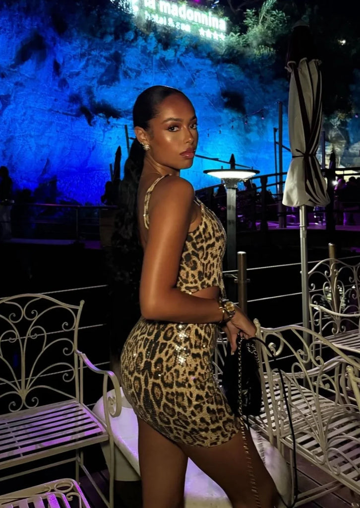 aikergood Brigitte Two Piece Leopard Mini Skirt