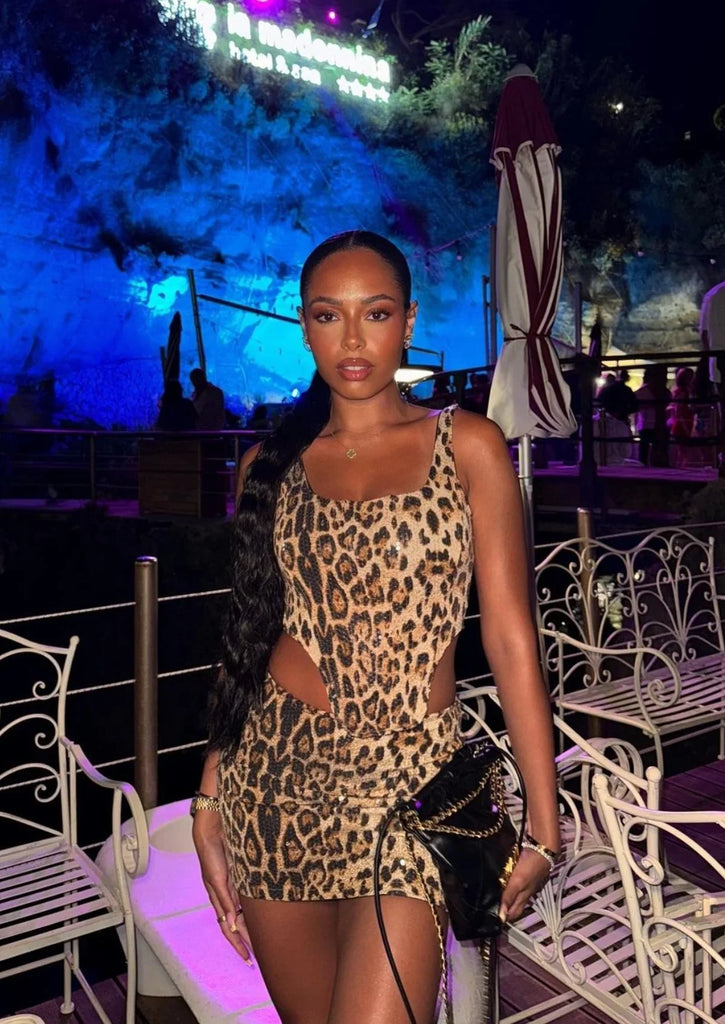 aikergood Brigitte Two Piece Leopard Mini Skirt