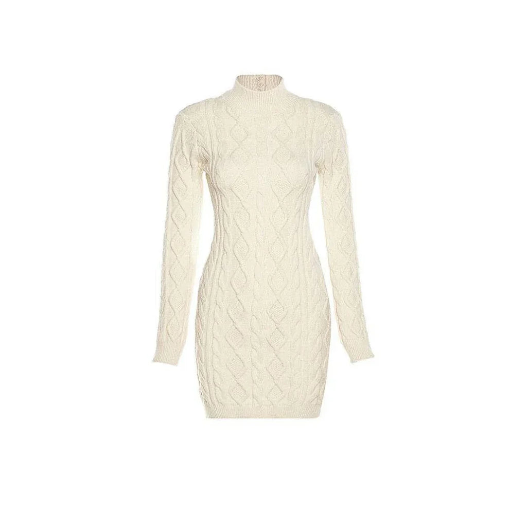 aikergoodEmbrasse-Moi Maintenant Knitted Long Sleeve Backless Mini Dress