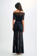 Load image into Gallery viewer, aikergood Caspian Slinky And Mesh Off Shoulder Maxi Dress