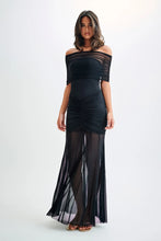 Load image into Gallery viewer, aikergood Caspian Slinky And Mesh Off Shoulder Maxi Dress
