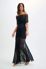 Load image into Gallery viewer, aikergood Caspian Slinky And Mesh Off Shoulder Maxi Dress