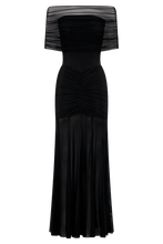 Load image into Gallery viewer, aikergood Caspian Slinky And Mesh Off Shoulder Maxi Dress