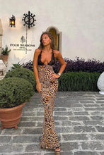 Load image into Gallery viewer, aikergoodL¨¦opard Print Plunging Halter Neck Maxi Dress