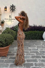 Load image into Gallery viewer, aikergoodL¨¦opard Print Plunging Halter Neck Maxi Dress