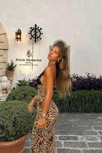 Load image into Gallery viewer, aikergoodL¨¦opard Print Plunging Halter Neck Maxi Dress